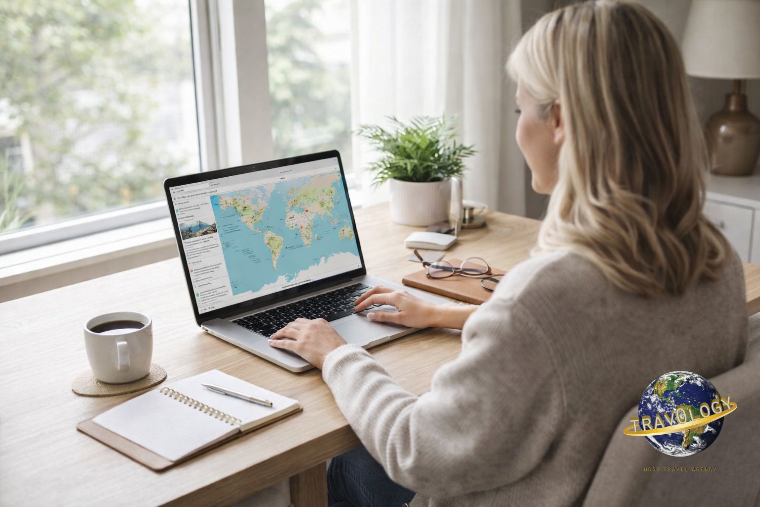 Travel agent working from home